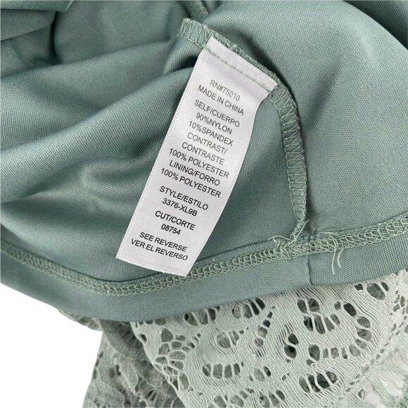 Green Lace Dress High Neck Bohemian Victorian Mini Sleeveless Jodi Kristopher XS - Picture 8 of 8